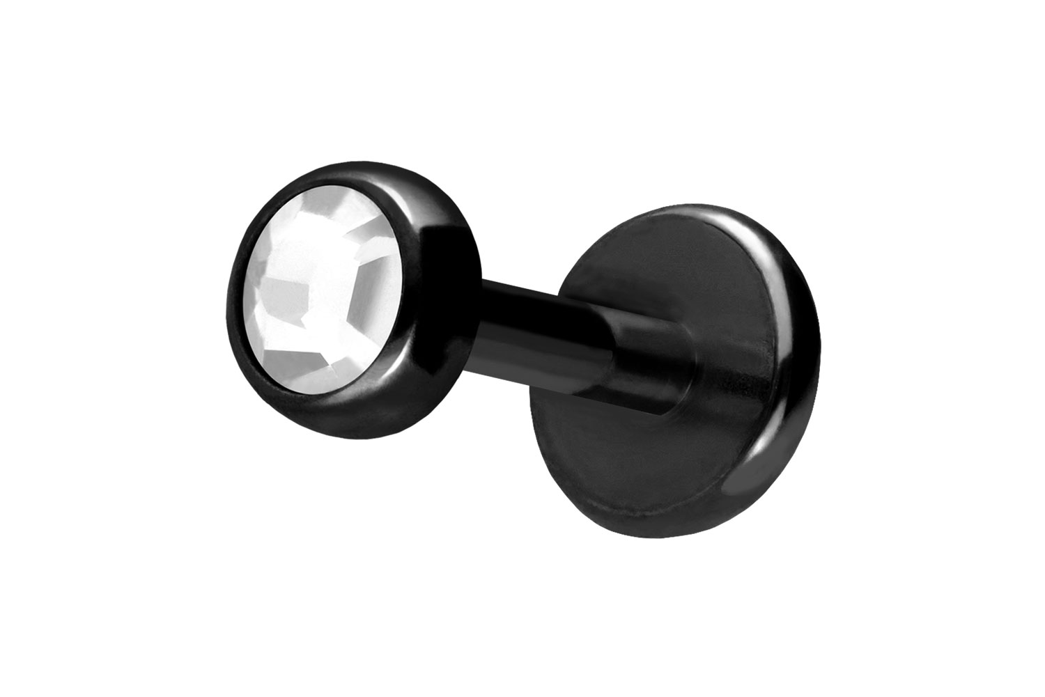Titan Labret Piercing mit Push Fit KRISTALLDISC